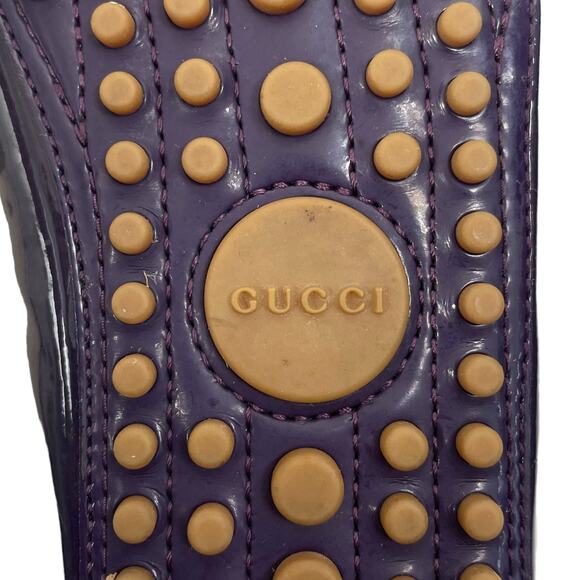 Gucci Patent Leather Horsebit Driver Loafers Slip On Dark Purple Size 39 - Picture 8 of 11